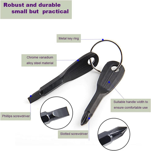 Keychain Screwdriver Portable Screwdriver Keychain Flat Head Screwdriver Phillips Screwdriver Set with Key Ring 2pcs...