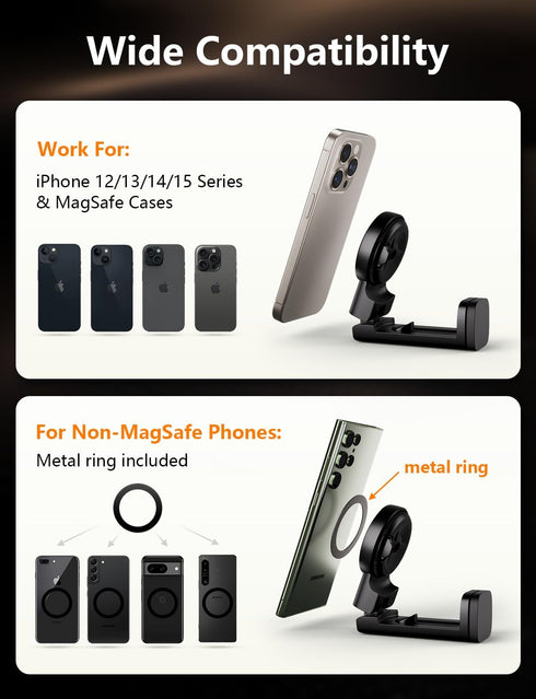 Klearlook for Magsafe Airplane Phone Holder for Flying, Hands-free 360° Rotation Plane Phone Holder for MagSafe Accessories, Magnetic Phone Holder...