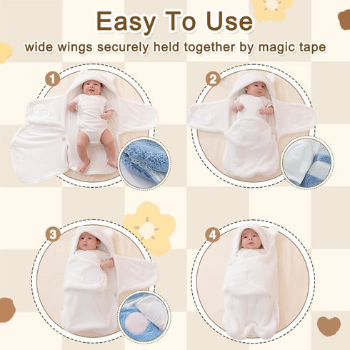 Baby Winter Fleece Swaddle Blanket 0-3 Months Boys Girls Warm Adjustable Newborn Swaddling Wrap Soft Plush Sleeping Sacks...