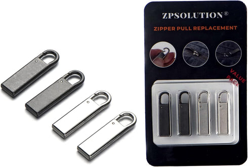 Zpsolution Zipper Pull Tab Replacement Metal Zipper Handle Mend Fixer for Suitcases Luggage Jacket Backpacks Coat Boots...