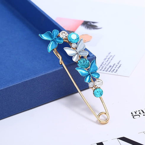 Butterfly Flower Crystal Brooch Pins Sweater Shawl Brooch Anti Exposure Neckline Safety Pin Pink Tulip Pins Rhinestone Enamel Brooch Pins for Wome...