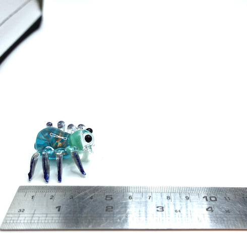 Spider Miniature Figurines Animals Hand Painted Blown Glass Art Collectible Gift Home Decorate (Black Blue)...