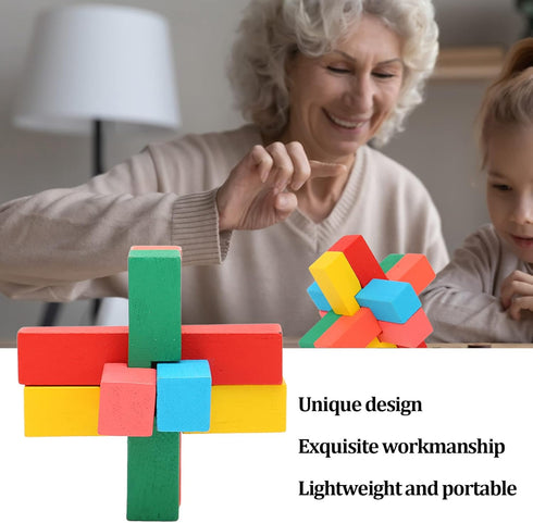 6 in 1 Building Blocks of Adult Intelligence, Anti Dementia Toys for Elderly, Wooden Brain Teaser Puzzles Toys, Block Intellectual Brain Teaser Ga...