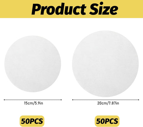 8 Inch/6 Inch Parchment Paper Sheets, 100 Sheets Disposable Round Baking Paper Precut Parchment Sheets Non Stick Cake Pan Liners for Pizza Maker P...