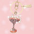 Bling Crystal Cocktail Drink Design Keychain with Velvet Bag MZ839-1 Golden...