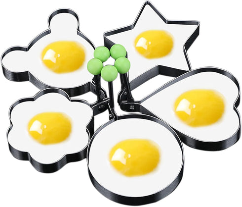 Stainless Steel Egg Molds, 5 Pack 3.5 Inch Different Shape Silver Egg Ring Molds for Cooking and Griddle of Egg, Flapjack, and Bread and Chocolate...