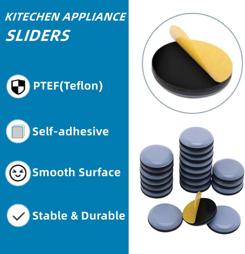 Kitchen Appliance Sliders, 12 Adhesive Magic Teflon Self Stick Slider for Most Blenders, Coffee Makers, Air Fryers, Pressure Cookers and More, DIY...