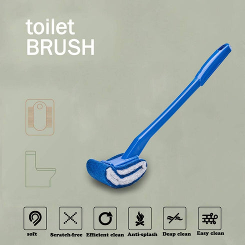 Toilet Brush Bowl Brush - Scratch-Free Curved Good Grip Easy to Use Deep Cleaning No Scratching, Anti-Splashing Easy to Store (2pc Blue)...