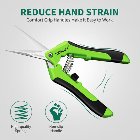 SZHLUX 1-Pack Pruning Shears, 6.5'' Gardening Hand Pruner, Professional Pruning Scissors with Straight Stainless Steel Precision Blades...