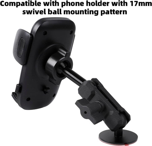 Adhesive 17mm Ball Mount with Extension Adapter for Car Phone Holder, Suction Cup Base for Mounting on Car Dashboards, 17mm Ball Head Stand Base C...