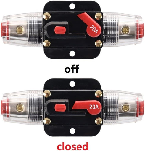 Circuit Breaker 20A 20-300amp Reset Fuse Holder Inline Fuse for Car Audio and Amps Overload Protection 12V-24V DC Replace Fuses...