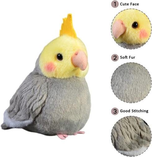 Nohito Realistic Grey Cockatiel Parrot Bird Plush Toy Stuffed Animal Simulation Fake Bird Cockatoo Stuffed Animals Cute Little Bird Plushie Doll 4...