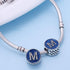 Letter Charms 925 Sterling Silver Fits Pandora Bracelets Ocean Blue Alphabet Initial A-Z Beads Jewelry Gift for Women...