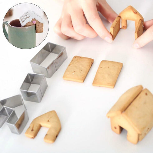 KALAIEN 3Pcs Stainless Steel Christmas Mini House Mold Gingerbread Cookie Cutter Set Cupcake Chocolate House (Small)...