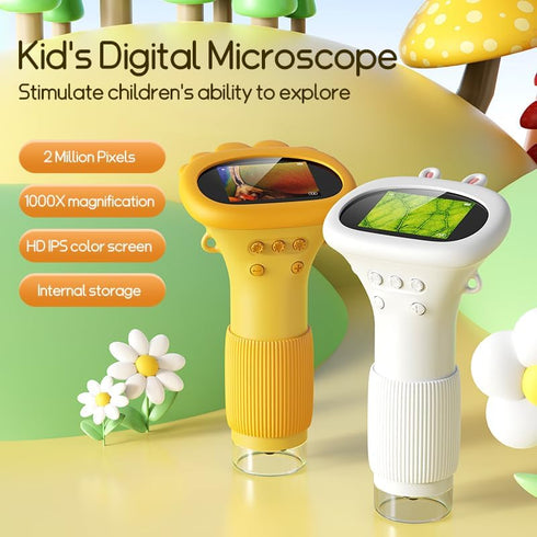 Portable Digital Microscope for Kids, Pocket Handheld Microscope Camera with 2'' Inch Screen, Educational Science Christmas Birthday Gifts for Age...