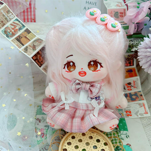 niannyyhouse 20cm Plush Doll Clothes Hairpin Shirt Skirt Jk Uniform Set 8in Soft Stuffed Plush Toy Dress Up Accessories (Pink)...