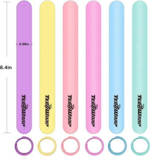 TECKWRAP Vinyl Roll Holder Craft Vinyl Storage Organizer - Silicone Slap Bracelets For Kids 6 Pcs/Set Slap Bands Wristband for School Party Home D...