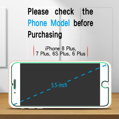 Slanku (3 Pack) Screen Protector for iPhone 8 Plus, 7 Plus, 6S Plus, 6 Plus Tempered Glass, Easy to Install, Bubbles Free, Anti-Scratch, Case Frie...