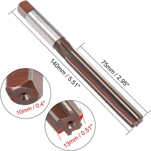 uxcell Hand Reamer 13mm Alloy Tool Steel H8 6 Straight Flutes Hand Milling Cutter Tool Metric Reaming Drill Bit for Metal...