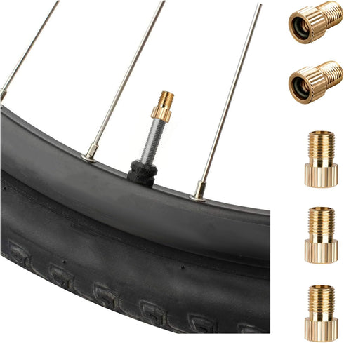 Brass Presta Valve Adaptor, 5 PCS Convert Presta to Schrader Bike Pump Adapter with Rubber Seal Rings, Inflate Tire Using Standard Pump or Air Com...