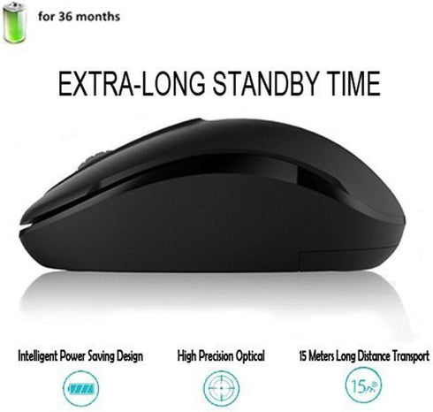 MiraCase Comfortable 2.4 GHz Long Range Silent Wireless Mouse | 1600 DPI | 30ft Working Distance | Battery Included | Black...