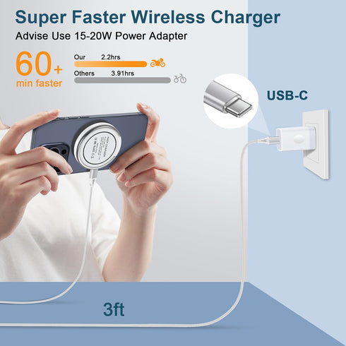 15W Samsung Wireless Charger Stand for Galaxy S24 Ultra S24 5G S23 Plus FE S22 S21 S20 Z Fold 5 Flip, Fast Charging Magnetic Pad iPhone 15 MagSafe...