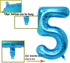 40 Inch Birthday Helium Foil Digital Balloons Glossy Blue Number 0-9 5...