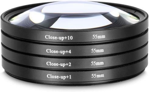 55mm Close-Up Filter Set (+1, 2, 4 and +10 Diopters) Magnification Kit for Sony Alpha a7, Alpha a7 II, Alpha a7 III Camera with 28-70mm Lens, a660...