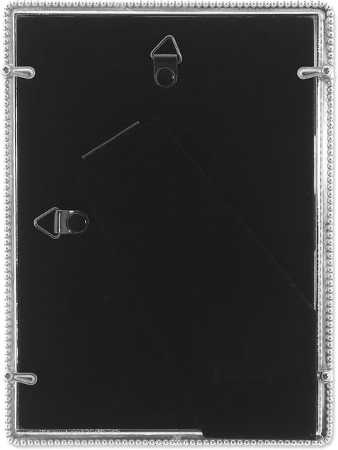 Lawrence Frames Metal Picture Frame with Delicate Outer Border of Beads, Silver, 5x7...