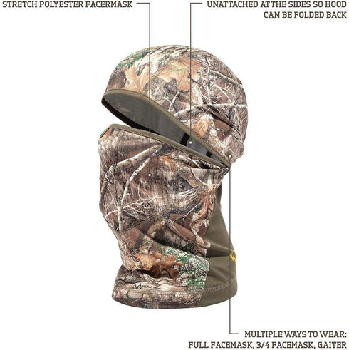 HOT SHOT Men's Grouse Stretch Polyester Convertible Balaclava, Realtree Edge, One Size...