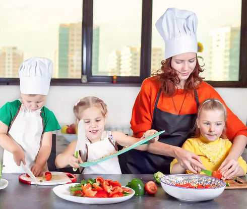 Kids Knife Set 5 Pcs Toddler Safe Knives Plastic Child Friendly Knife with Crinkle Cutter BPA-Free Serrated Edges Kitchen Tools for Real Cooking a...
