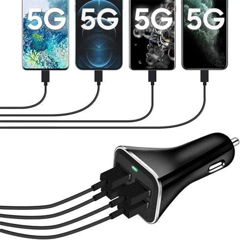 USB Car Charger Adapter, QC 3.0 Fast car Charger, 4-Port Multi 9.6 Amp 48W Rapid Car Charger Compatible with iPhone 13/12/11 Pro Max, Samsung Gala...
