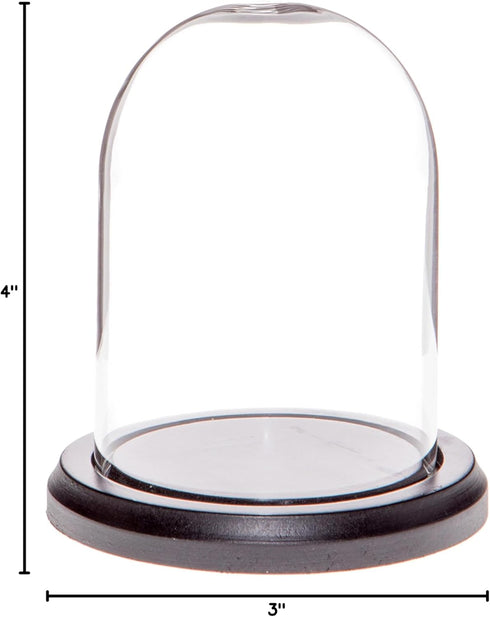 Plymor 3" x 4" Glass Display Dome Cloche (Black MDF Wood Base)...