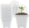 10 Pcs White Plant Nursery Pots with Clear Humidity Dome- 4 inch Plastic Gardening Pot Plant Container- Seed Starting Pot with Drain Holes for See...