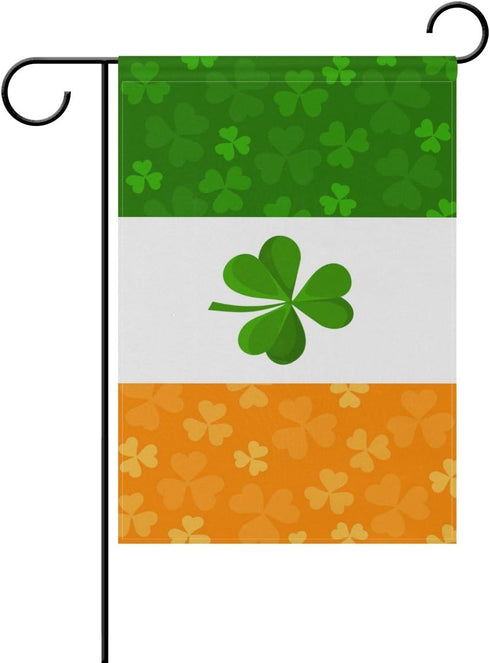 ALAZA Double Sided Irish Flag with Shamrock Polyester Garden Flag Banner 12 x 18 Inch for Outdoor Home Garden Flower Pot Decor...