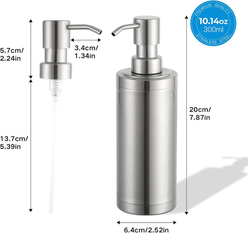 GAPPO Brushed Nickel Soap Dispenser Stainless Steel Metal Pump Hand Lotion Bottle for Bathroom, Bedroom and Kitchen(300ML/10.15Ounce)...