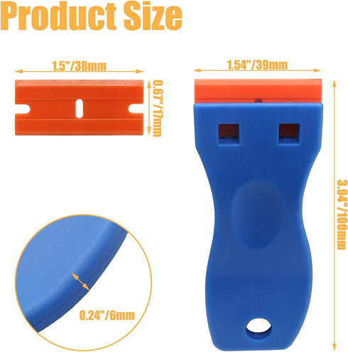 5pcs Plastic Razor Blade Scraper, Plastic Sticker Remover Scraper with 100pcs Plastic Razor Blades, Paint Spatula Scraper Cleaner Tool for Sticker...