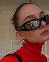 Wrap Round Sunglasses Y2K Trendy, Fashion Black Sport Shades Moon Décor…...