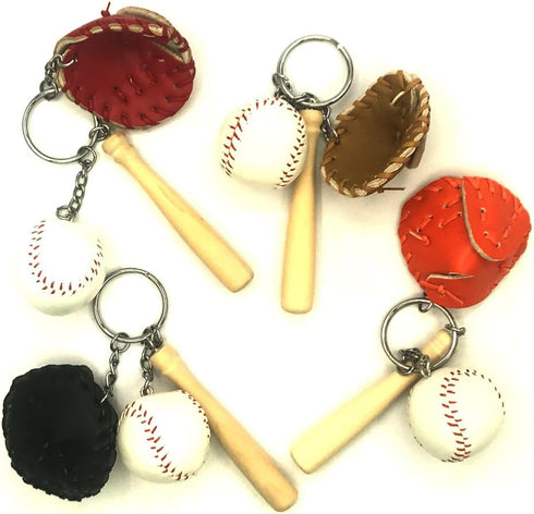 Baseball Glove and Bat Model Keychain Mini Novelty Handbag Car lover Sport -4 Pack...