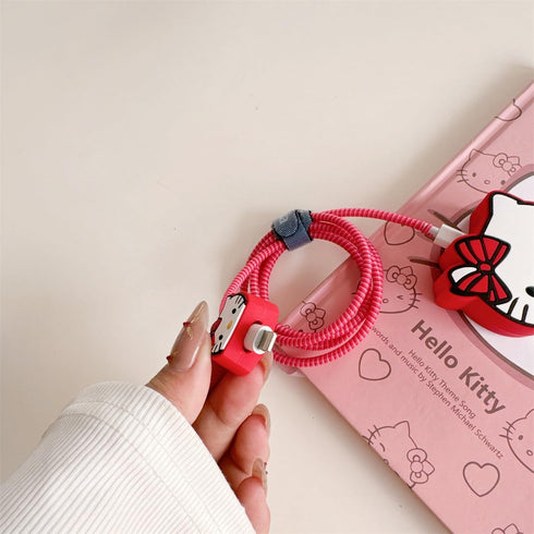 Cute Cartoon Charger Protector Case - Compatible for iPhone 18W 20W USB-C Power Adapter and Lightning Cable (07)......