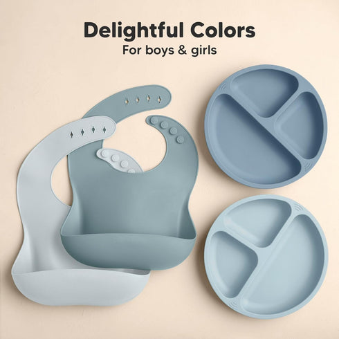 KeaBabies 2-Pack Silicone Bibs For Babies, Silicone Baby Bibs for Eating, Food-Grade Pure Silicone Bib, Toddler Bibs, Waterproof Bibs, Feeding Bib...