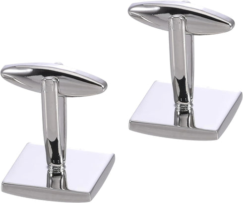 Square Classic Black Cufflinks for Men Lady In Gift Case Silver Tone Irregular Geometric Pattern Men's Cufflinks Jewelry for Wedding Anniversary B...