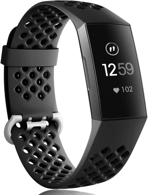Wepro Bands Replacement Compatible Fitbit Charge 3 for Women Men Large, Waterproof Breathable Holes Watch Sport Strap Accessories for Fitbit Charg...