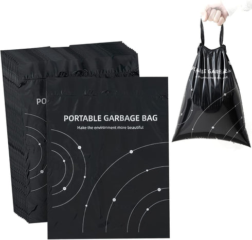 Disposable Trash Bags for Cars, Vomit Bags Pack of 40, Portable Drawstring, Paste Dual-Use Self Adhesive Cleaning Bags, Easy Stick on and Hanging,...