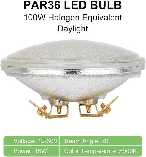 LED PAR36 Light Bulb 15W 5000K Daylight, PAR36 LED Landscape Bulb 2000LM 100W Halogen Equivalent PAR 36 Bulb12-24V with Lenses Spot Light for Land...