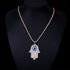 COLORFUL BLING 14K Gold Plated Evil Eye Hamsa Hand Pendant Necklace Set Crystal CZ for Women Men Protection Lucky Amulet Jewelry...