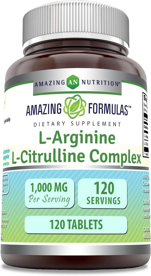Amazing Formulas L-Arginine/L-Citrulline Complex 1000mg 120 Tablets Supplement| Non-GMO | Gluten Free | Made in USA...