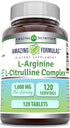 Amazing Formulas L-Arginine/L-Citrulline Complex 1000mg 120 Tablets Supplement| Non-GMO | Gluten Free | Made in USA...