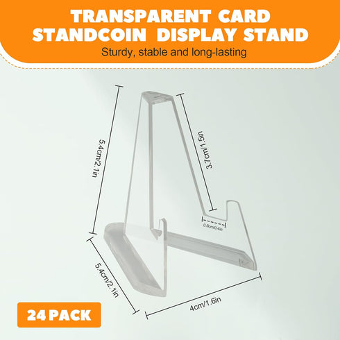 24 Pack Card Display Stand, Acrylic Coin Stand Display, Clear Small Easel Stand Mini Card Holder for Sport Cards, Baseball Card, Challenge Coin, C...