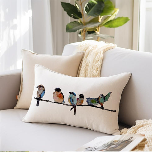 RABUSOFA Outdoor Pillow Covers Waterproof 12x20,Outdoor Bird Lumbar Throw Pillow Cases Small Decorative Pillows for Couch Patio Furniture Polyeste...